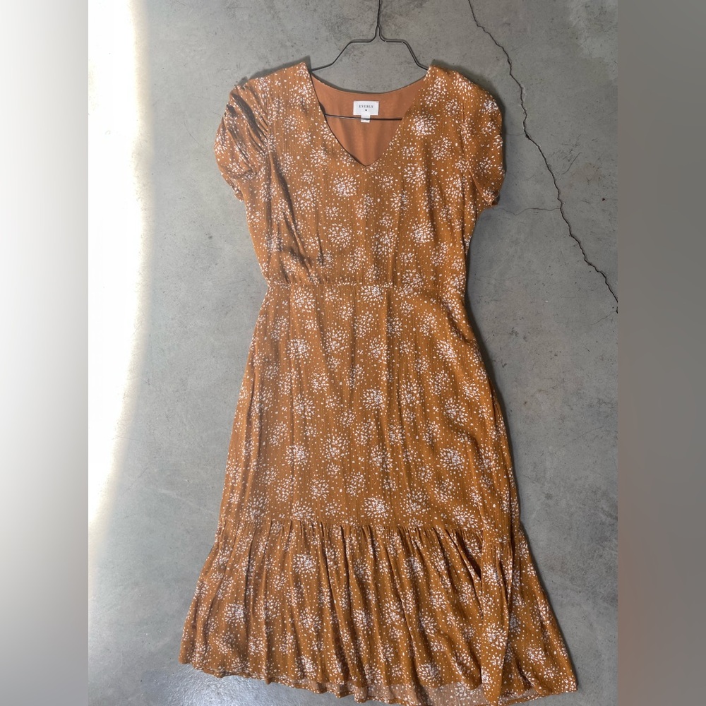 Everly Mustard Yellow Patterned Midi Dress